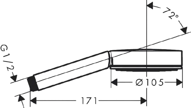 HANSGROHE_Pommeau_Pulsify_S_105_1_Jet_EcoSmart_dimension